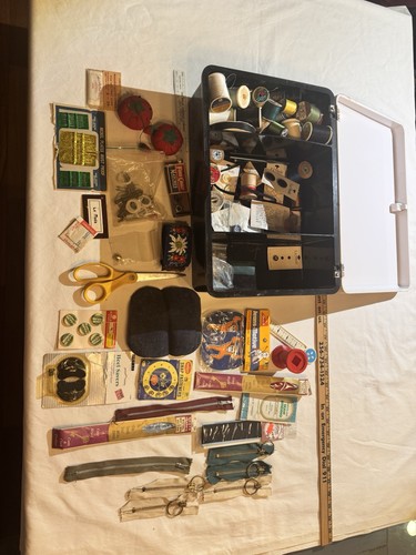 Vintage sewing box with - vintage,
