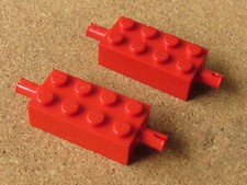 2 RED LEGO 2x4 BRICK WITH PINS. PART NUMBER 6249 OLD STOCK. #A