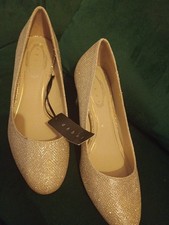 Debut Womens Glitter Gold Size 5 Round Toe Court Shoes