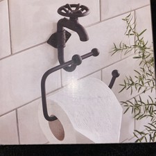 Unused Vintage Tap Toilet Roll Holder boxed Black antique style Charming Design