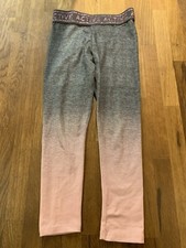 TU Girls Active Leggings, Age 7, Grey/pink, sparkly waistband 