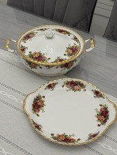 Royal Albert Country  Roses Bone China Tureen Serving Dish And Saucer New 1st Qu