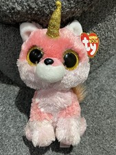 Rare Ty Beanie Boos Boo 2019 - Faye the Unicorn Fox Plush Soft Toy 6" - MWCT