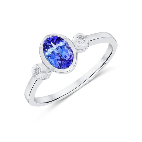 9ct white gold oval tanzanite - 9ct,