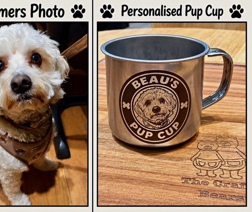 Personalised pup cup ssteel - personalised,