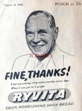 Wartime RYVITA Crispbread Biscuits Advert #5 : Original 1944 WW2 Print