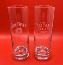Pair of High ball Whisky Glasses Famous Grouse & Jim Beam in Excellent Condition