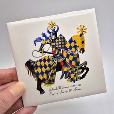 Knights of Old Ceramic Wall Tiles Cristal Set of Six Mid Century