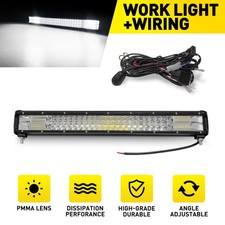 23inch 12V LED Work Light Bar Flood Spot Lights Driving Lamp Wiring Harness Kit