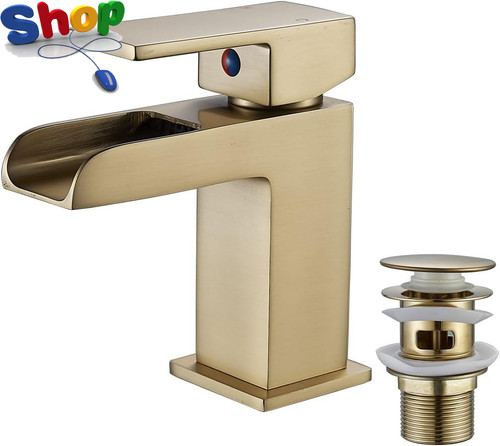 Waterfall gold basin tap - waterfall,