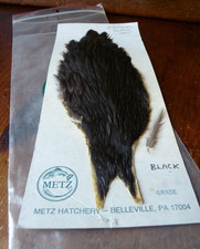 Quality Metz Natural Black Hen Cape , on card , very light use , original card 