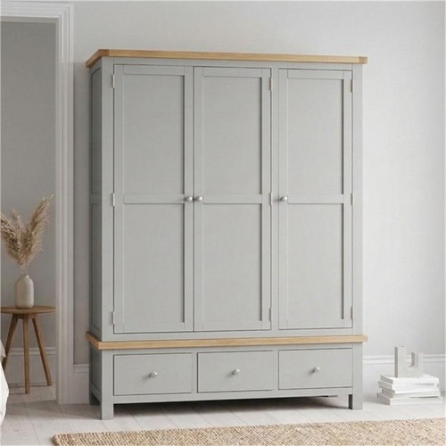 Painted grey triple wardrobe - painted,