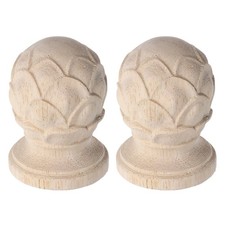 2 Pcs Wood Carving Lotus