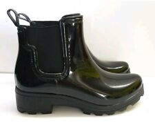 London Rebel Chunky Chelsea Welly Patent Black Boots Size UK 4 EU 37 REF Y 402