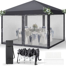 3x3(m) Pop Up Gazebo Party Tent with Netting Height Adjustable Wedding Canopy UK