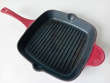 Cast Iron Enamelled Square Griddle Pan Red 30cm