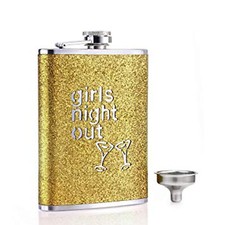 New Style 8oz GOLD GNO Ladies Flask Stainless Steel Hip Flask With Funnel no#1