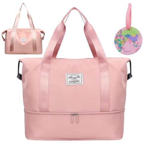2pcs pink travel bag set - bag, with