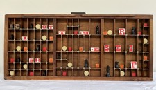 Restored vintage letterpress printer’s tray drawer typecase brass corners #15