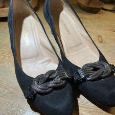 Black Suede Mid-Block Heel