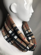 Snood Cowl Circle Scarf Check Handmade Camel Thomson Printed Fleece Tartan Beige