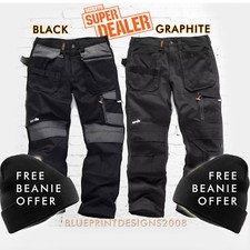 SCRUFFS Work Trousers 3D TRADE Hard-Wearing CORDURA FABRIC FREE BEANIE OFFER!!