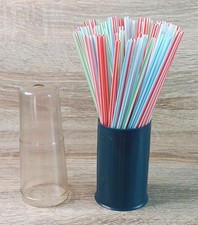 Vintage Embee Products 60s Drinking Straw Dispenser With Colorful Plastic Straws