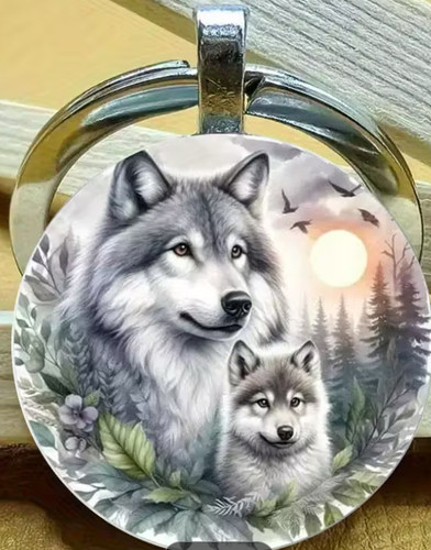 Wolf and cub keyring - keyring., brand