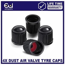 4x DUST AIR VALVE TYRE CAPS BLACK PLASTIC CAR BIKE WHEEL & MOTORBIKE UNIVERSAL