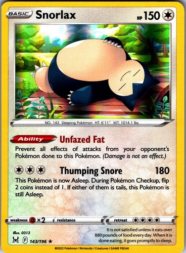Snorlax 143 196 lost origin - snorlax,