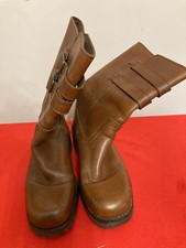 LADIES SIZE 4 BROWN LEATHER BIKER STYLE MID-CALF BOOT, WRANGLER