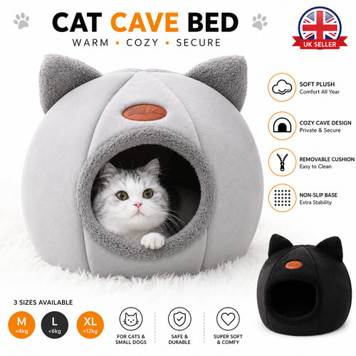 Cat cave bed - cave, plush