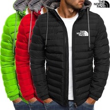 Men's Hooded Jacket Insulated Winter Coat Quilted Bomber Jacket Windproof Casual