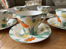 MYOTT Son & Co - Hand Painted ART DECO Tea Set Cup Saucer Plate Sugar Basin Jug