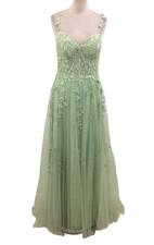 Stacee Women's Dress Size 12 Celadon Green Lace Diamante Corset Tulle Zip New F1