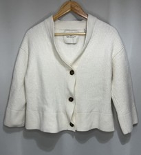 Gant Women's Cardigan in CREAM XL 80%Wool V-Neck Cardigan
