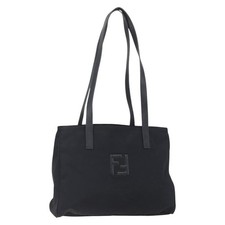 FENDI Tote Bag Nylon Black Silver Auth ep12172