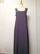 Lilith long dress L lightweight dark grey tiny white dots rayon, wide straps