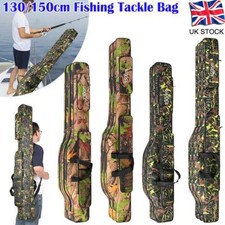 3 Layer 130cm/150cm Folding Fishing Rod Holdall Bag Carry Case For Rods & Reels
