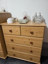 Solid Pine Wood Polished 5-Drawer Chest for Bedroom Storage
