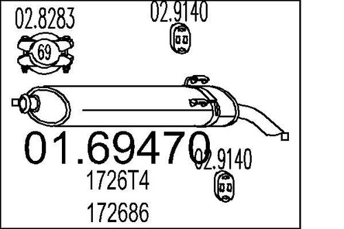 Mts 69470 muffler exhaust - 01.69470,