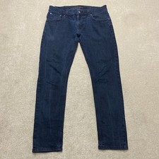 Nudie Jeans Tight Terry Jeans 34x30 Men's Dark Blue Slim Zip-Fly Stretch