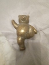 Brass teddy bear walking out - brass,