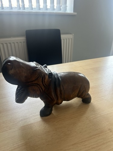 Carved wooden hippo - carved,