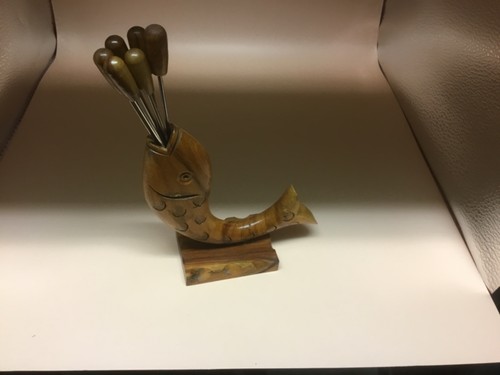 Mid centuary wooden fish - fish, olive