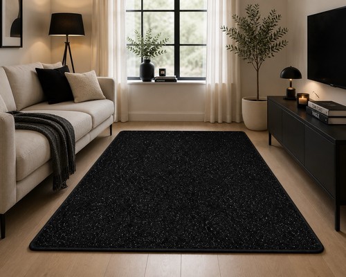 Black glitter rug 6ft 3ft - black,