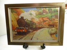Old Steam Train framed picture ( 13 x 9 3/4 ins ) used