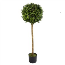 Artificial Boxwood Buxus Ball Topiary Tree 120cm 4ft Real Wood Trunk Realistic