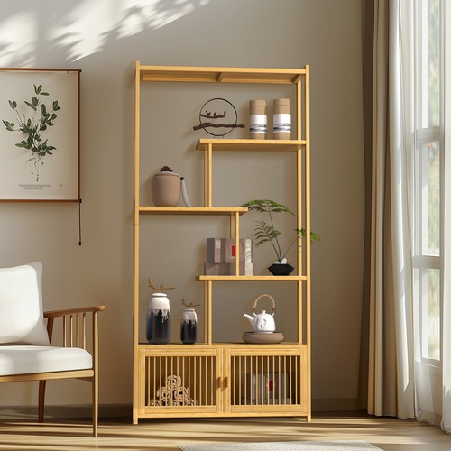 Modern bamboo bookcase - bamboo, cabinet
