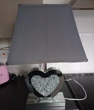Silver Glitter Crushed Diamond Table Lamp Shade Full Mirror Base